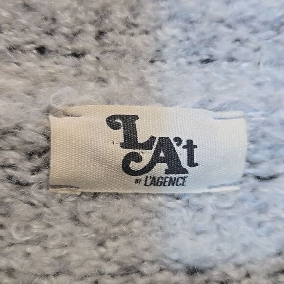 L'Agence Wool Blend Sweater Womens Medium Oversized Turtleneck Striped Gray - Picture 3 of 11